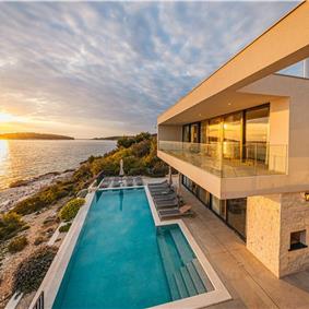 3 x 5 bedroom seafront villa with heated infinity pool near Rogoznica, sleeps 10